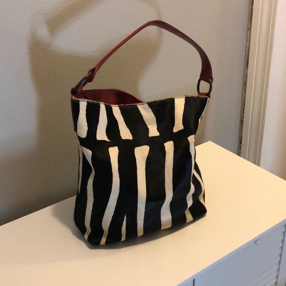 Maurizio Taiuti Genuine Leather Zebra Hair Tote